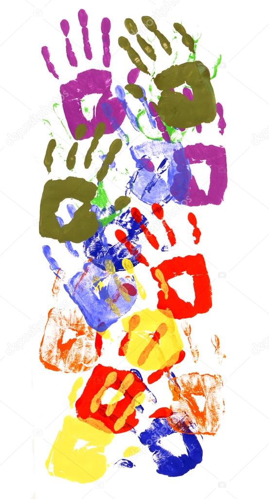 Handprints multicolor vertical border