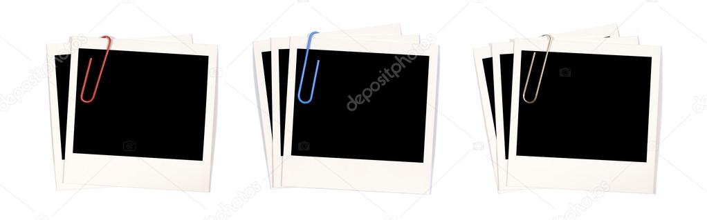 Blank photo prints with paperclips