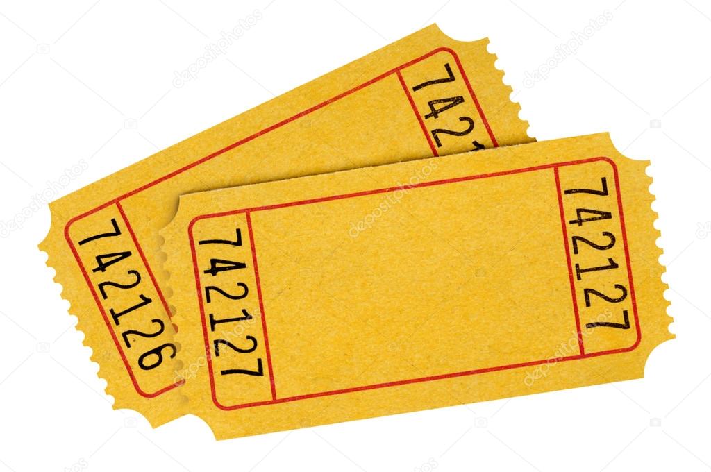 Pair of blank yellow tickets