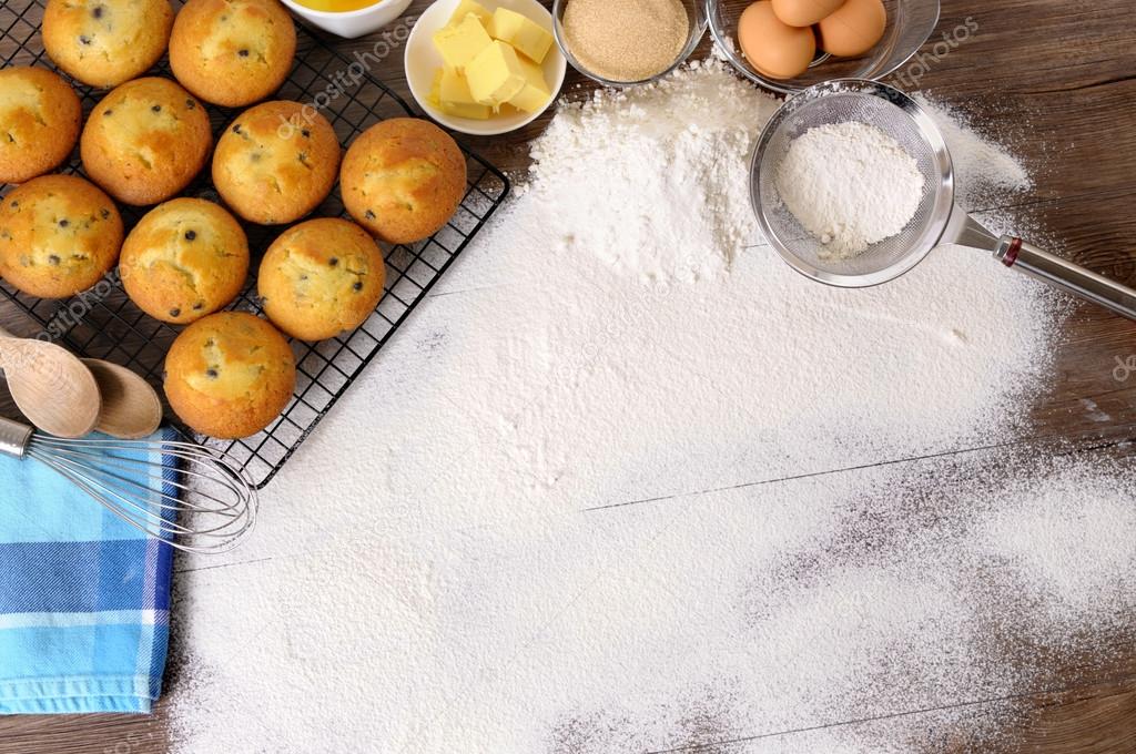 Baking background with ingredients