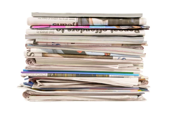 Pile of old newspapers and magazines — Stock Photo, Image