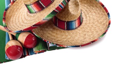 Meksika battaniye ve sombreros