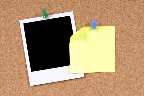 Blank photo print with yellow sticky note