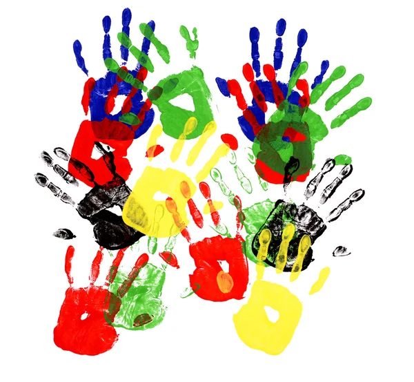 Többszínű handprints — Stock Fotó