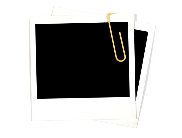 Blank photo prints with yellow paperclip — Stock Photo, Image