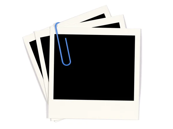 Polaroids with blue paperclip — Stock Photo, Image