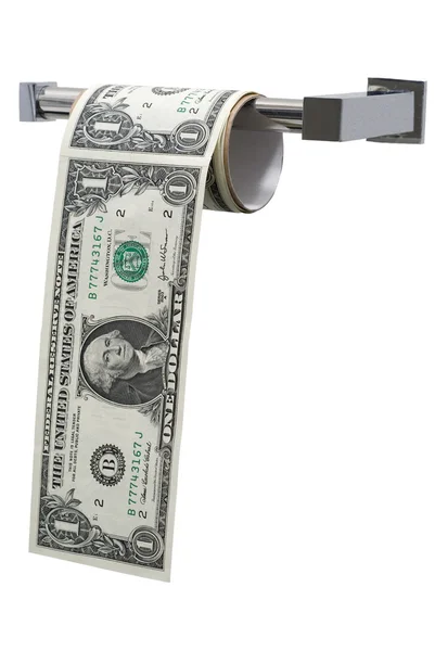 Dollar bills in the form of a roll of toilet paper — Stock Photo, Image