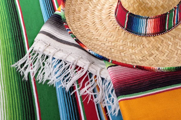 Mexican blanket and sombrero