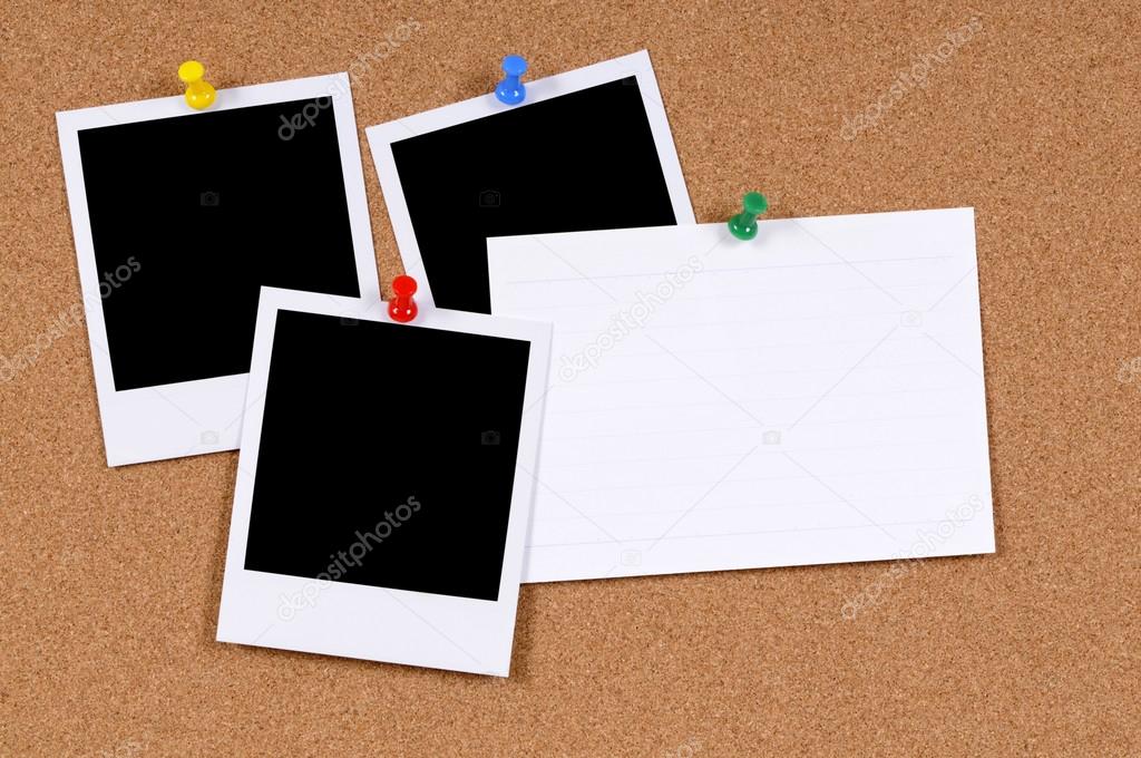 Blank photo prints with index card