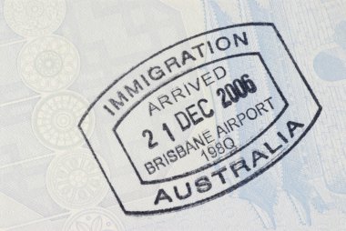 Avustralya Göçmenlik varış pasaport damgası