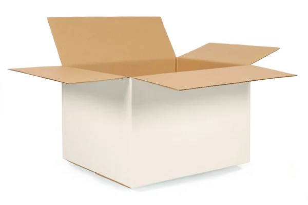 Open oblong cardboard box — Stock Photo, Image