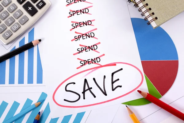 Spending and saving message — Stock Photo, Image