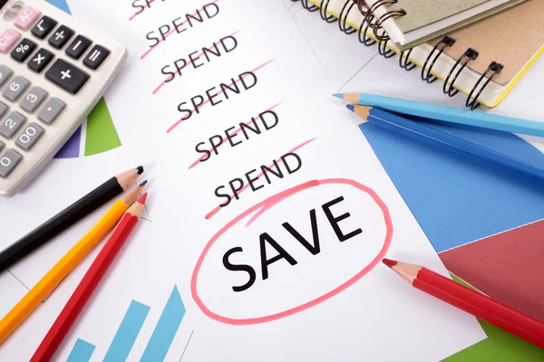 Spending and saving message — Stock Photo, Image