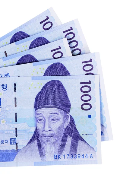 Vunnet koreansk valuta – stockfoto