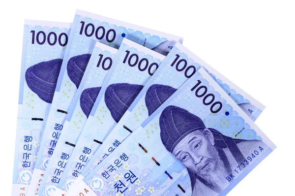 Vunnet koreansk valuta – stockfoto