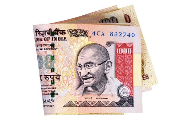 Banknoten zur indischen Rupie — Stockfoto