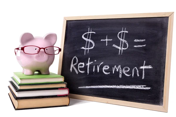 Piggy Bank with retirement formula — Stock Photo, Image