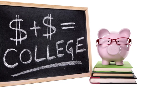 Piggy Bank with college formula — Stock Photo, Image