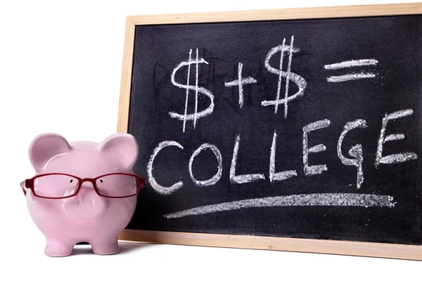 Piggy Bank with college formula — Stock Photo, Image