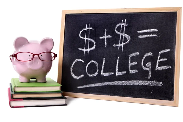 Piggy Bank with college formula — Stock Photo, Image