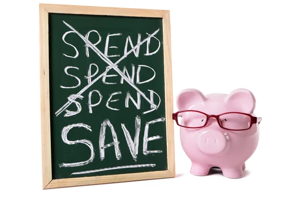 Piggy Bank met blackboard — Stockfoto