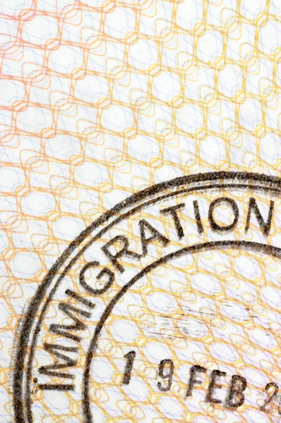 Passport immigration stamp — Stock Photo, Image