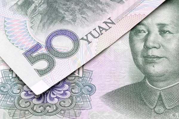 Yuan 50 overlaid — Stock Photo, Image