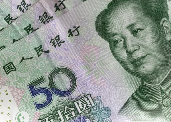 Yuan 50 with characters — Stock Photo, Image