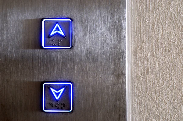 ネオンのエレベーターのコントロール — ストック写真