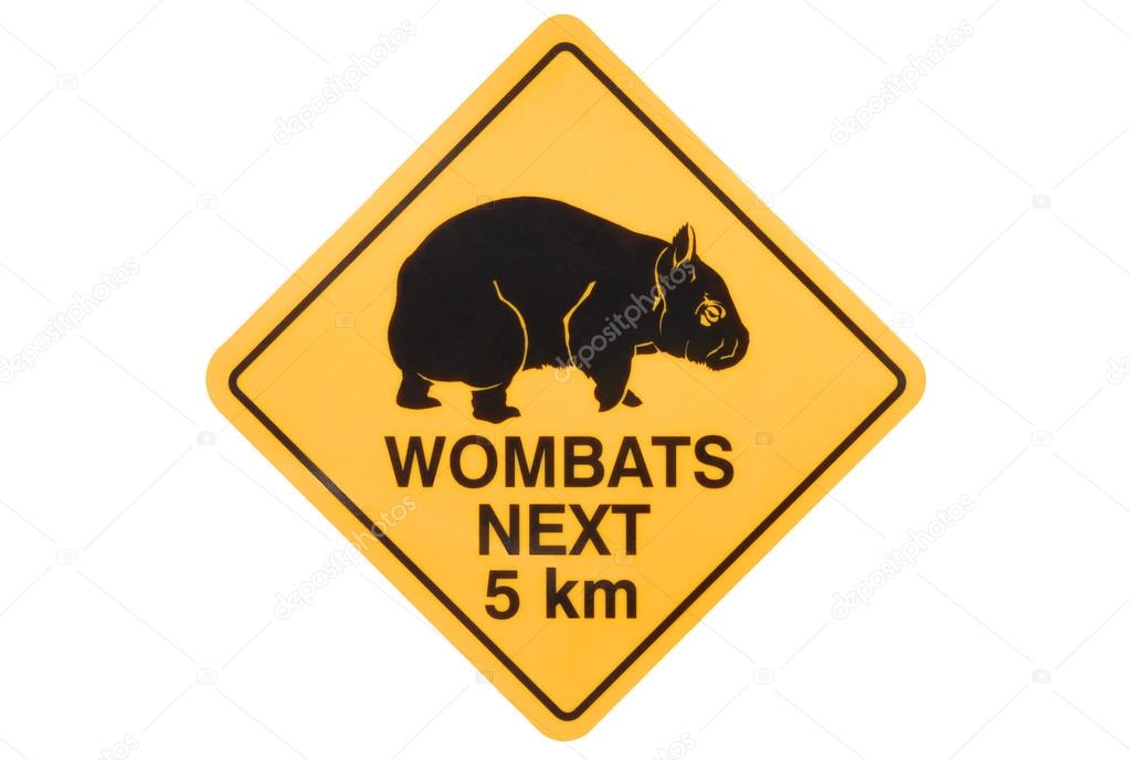 Wombat warning sign