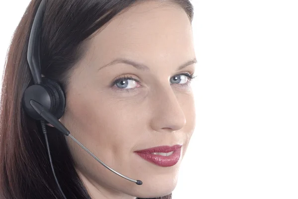 Attractive telephone worker — Stock Photo, Image