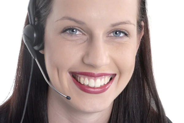 Beautiful female call centre worker — Stock Photo, Image