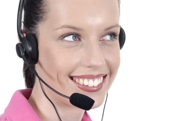 Telephonist with smile — Stock Photo, Image