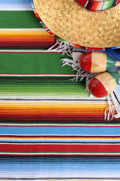 Mexican serape blanket with sombrero — Stock Photo, Image