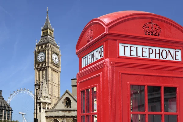 Caja de teléfono con Big Ben —  Fotos de Stock