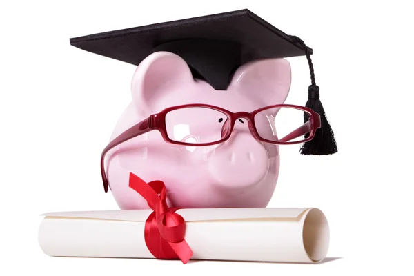 Graduate Piggy Bank — Stock Photo, Image