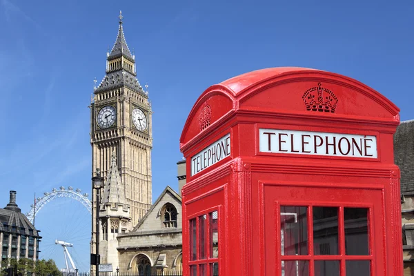 Londres telefone caixa grande ben — Fotografia de Stock