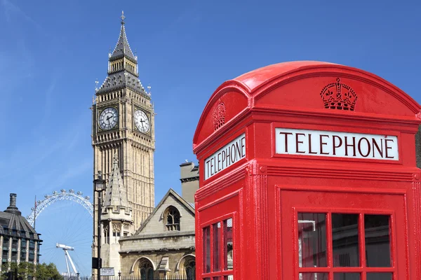 Londres telefone caixa grande ben — Fotografia de Stock
