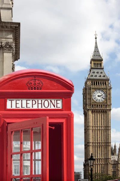 Telephone box with Big Ben — Stock Photo, Image