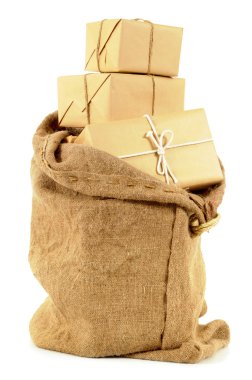 Posta çuvalı kaydırılan paketleri ile