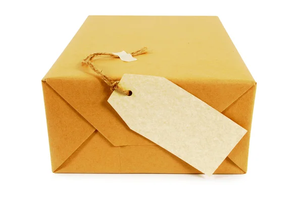 Barna papír csomag címke — Stock Fotó