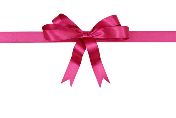 Pink gift ribbon bow. Pink red satin ribbon with knotted bow gift