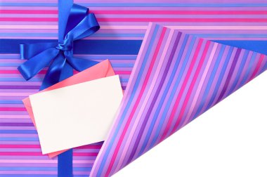 Kağıt, köşe kat sarma şeker şerit mavi hediye şerit yay