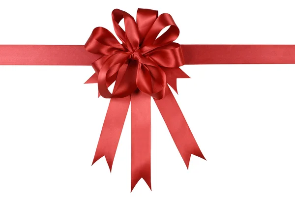 Rode geschenk lint boog of rozet geïsoleerd op witte achtergrond — Stockfoto