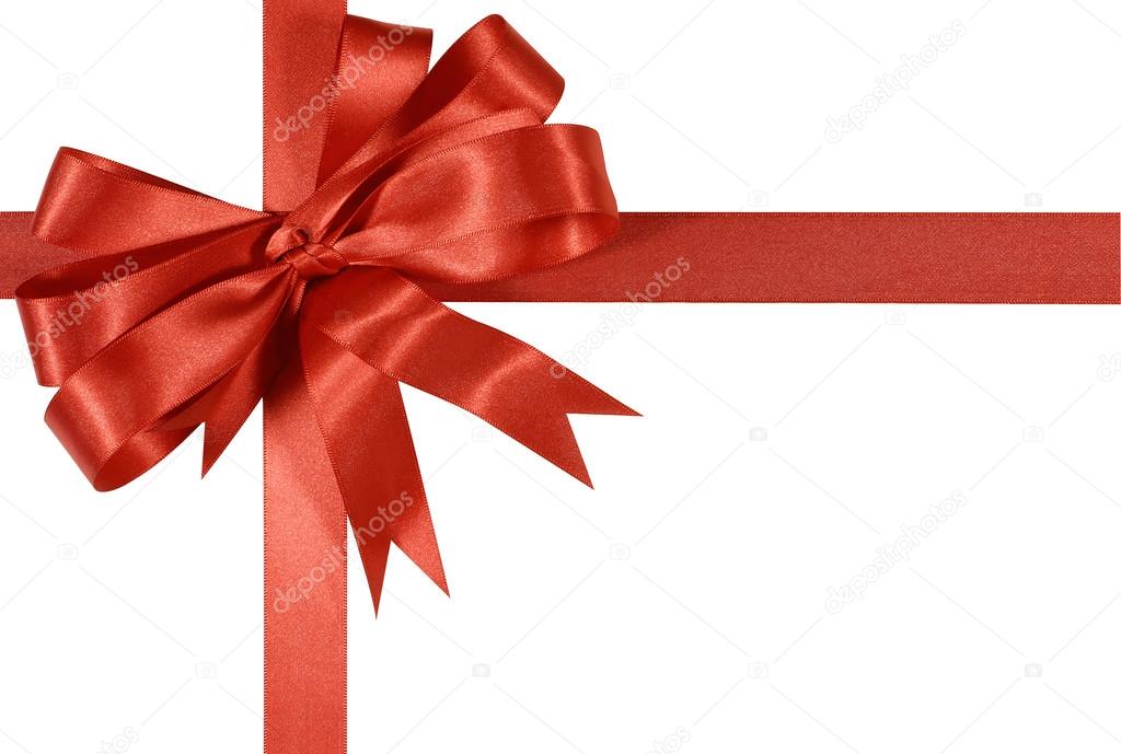 Red Gift Ribbon Bow Isolated On White Background Stock Photo