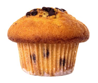 Beyaz arka plan üzerinde izole çikolatalı muffin kek.