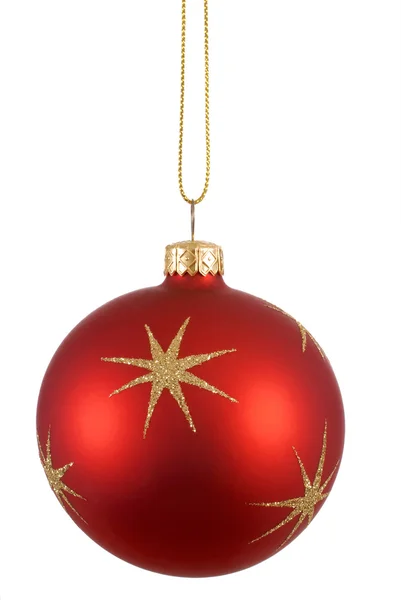 Boule de Noël rouge ou boule avec étoiles dorées — Photo