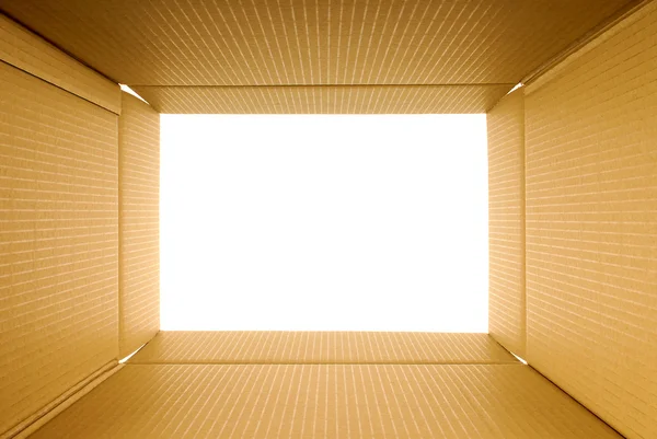 Вид на картонну коробку зсередини, простір для копіювання — стокове фото