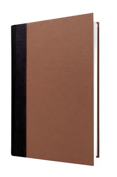 Bruin hardcover boek zwarte rug voorzijde kaft staand verticale is — Stockfoto