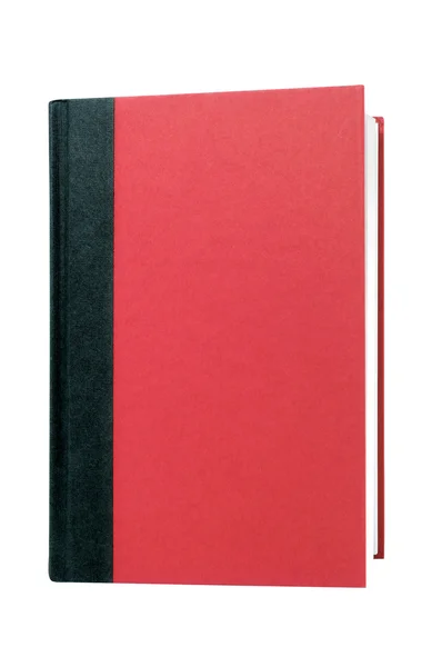 Piros keménytáblás könyv előlap egyenes függőleges elszigetelt fehér — Stock Fotó